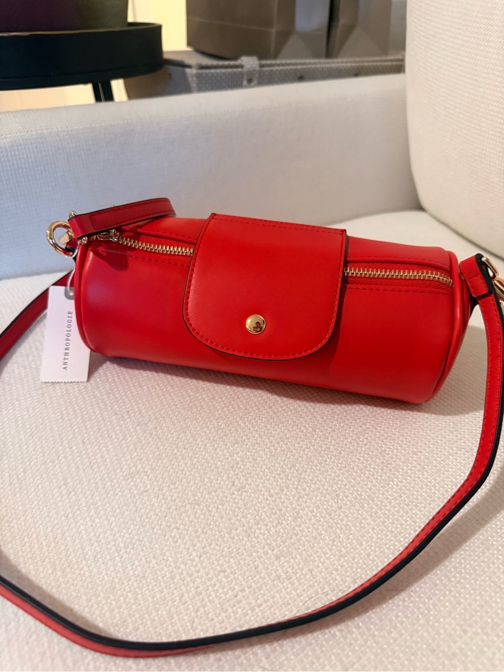 Anthropologie Red Cylinder Leather Crossbody - Picture 3 of 4